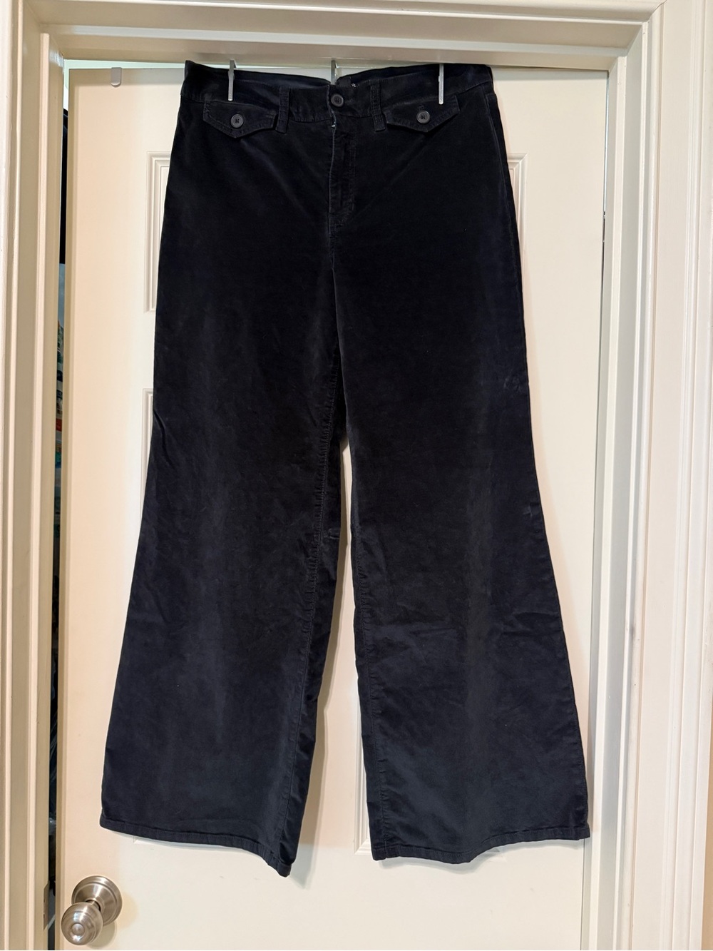 J. Crew charcoal Black wide -Leg stretch velveteen pants